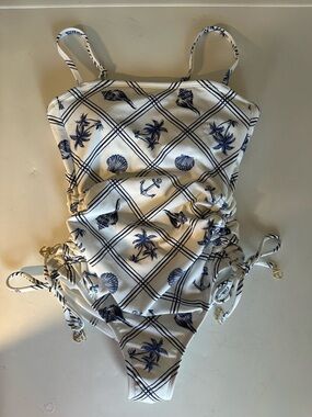 Shade & Shore  Blue & White Bathing Suit